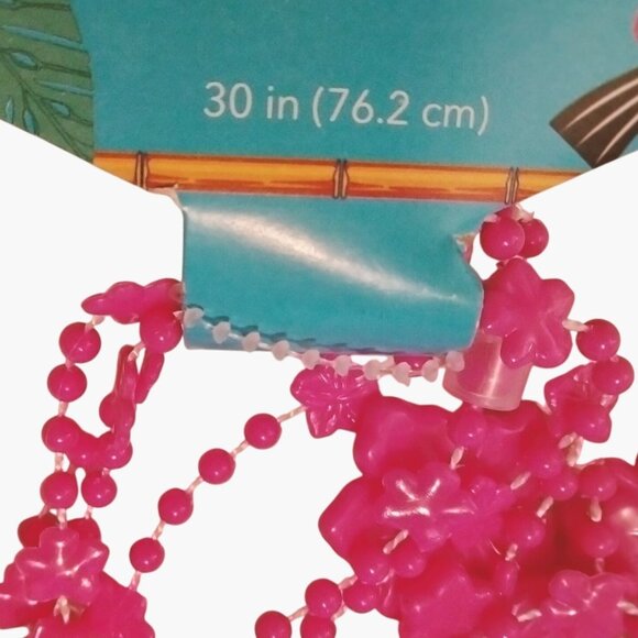 3 Pink Hawaiian Flower Beaded Necklaces Tropical Pool Party Tiki Accessory - Picture 4 of 4